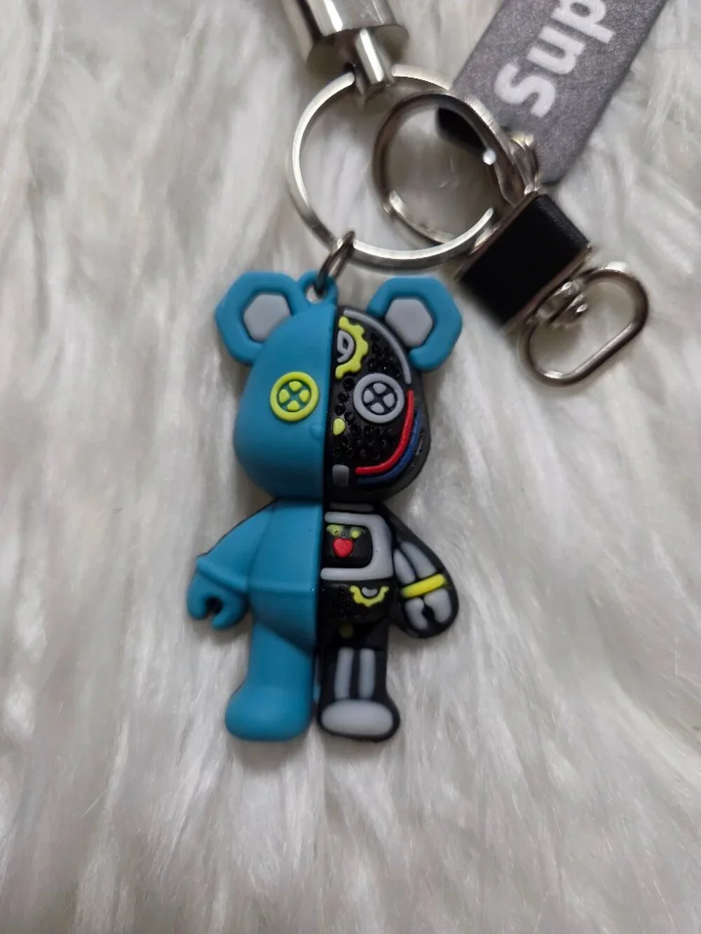 Cyborg Bear Design Keychain